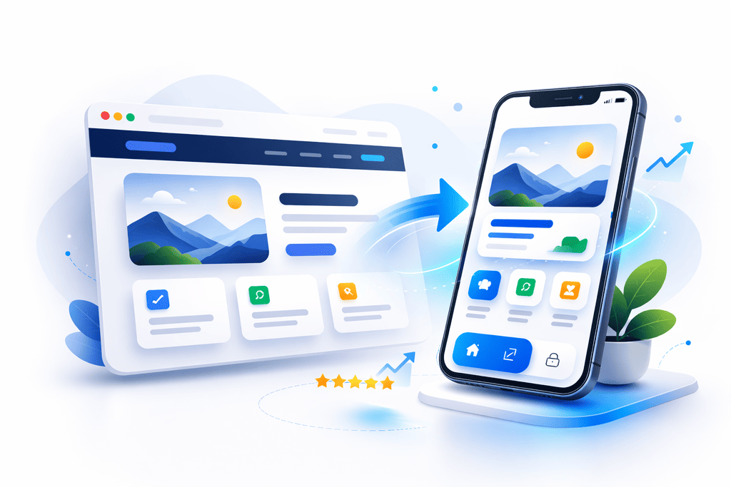 Web to App Conversion - Screenshot of mobile app conversion interface
